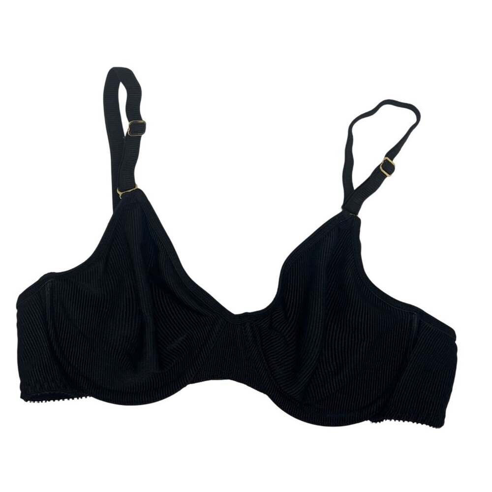 Warners Beware Vintage Black Ribbed Underwire Bra 36B Adjustable Straps Nylon/Sp